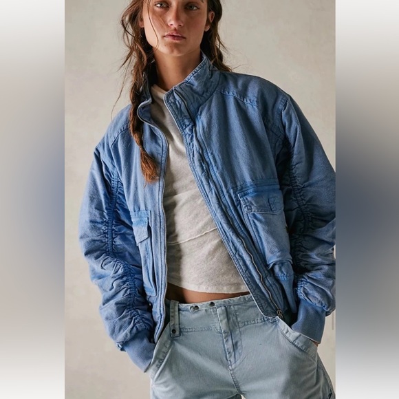 Free People Flying High Bomber Jacket We The Free Oversize Utility Pockets Zip